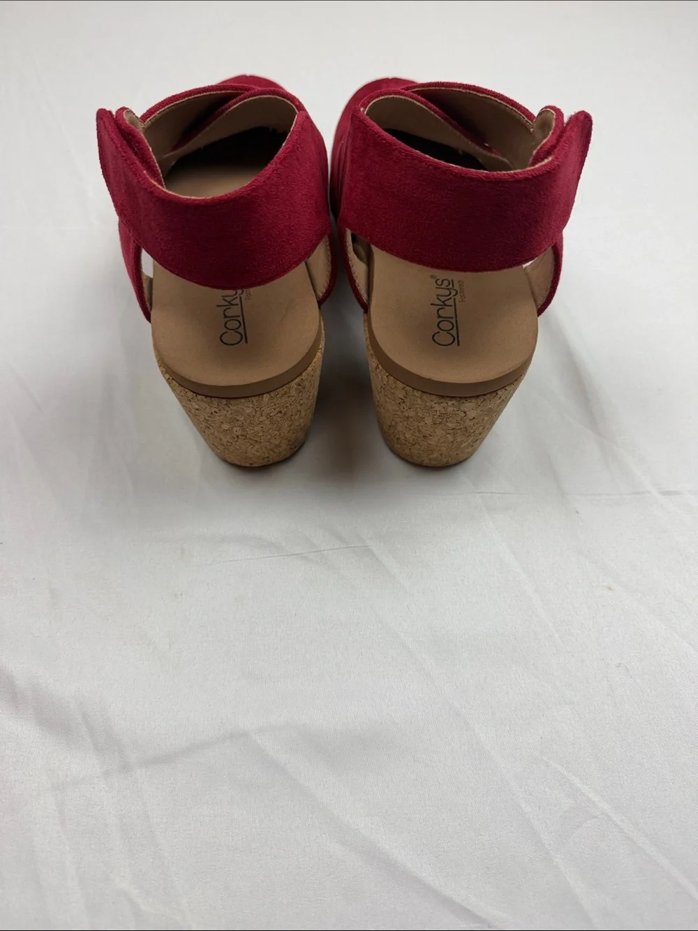 Corkys Case Closed Red Suede Wedge Sandals
